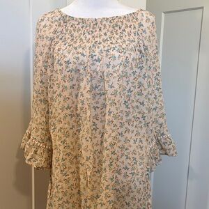 New Directions Womens Multicolored Floral Print Blouse Size XL Boho Flowy